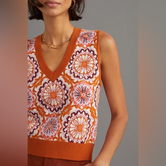 Anthropologie by Maeve Jacquard Sweater Vest size S NWT - Picture 4 of 11